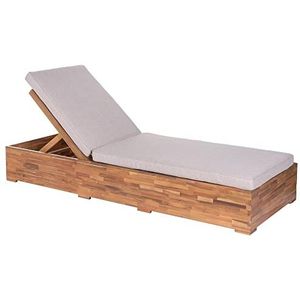 LOLAhome Ligstoel acacia bruin voor terras en buiten, Meerkleurig, Standaard, Casual