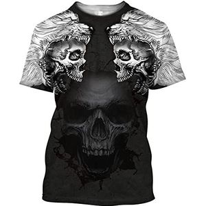 Nordic Wolf Skull Tattoo Patroon Trui Met Korte Mouwen, Viking 3D-geprinte Grafische Sport Voor Heren, Unisex Paar Buiten Losse Mode Vintage Casual Jas