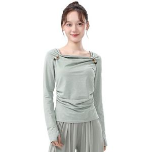 Angcoco Vrouwen elegante tops met vierkante hals en lange mouwen