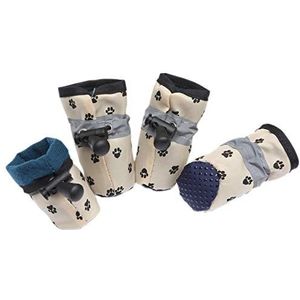 Hongtai 4 stuks waterdichte Dog schoenen for kleine honden Chihuahua Verstelbare Reflecterende Regenlaarzen puppyhuisdier Cat Socks laarsjes Pet Products (Color : Paw Printed, Size : 5)