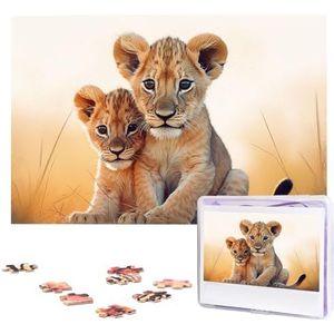 1000 stukjes puzzel voor volwassenen uitdagende puzzel voor spel nachten geschenken gepersonaliseerde foto puzzel kleine leeuw aangepaste houten puzzel voor familie, afgewerkte grootte 74,9 cm x 50 cm