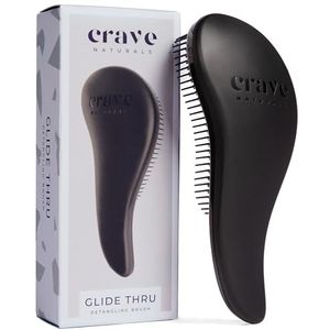 Glide Thru-ontwarringsborstel voor ultieme resultaten: Dik, dun, krullend, fijn, natuurlijk, gekleurd, beschadigd, nat of droog haar. Maakt het haar gezond. Ontwarborstel voor dames, heren en kinderen van Crave Naturals - zwart
