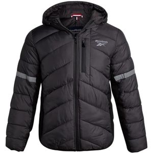 Reebok Mens Winter Jacket - Water Resistant Heavy Puffer Coat with Hood - Quilted Insulated Warm Winter Coat for Men, Size X-Large, Charcoal Slate