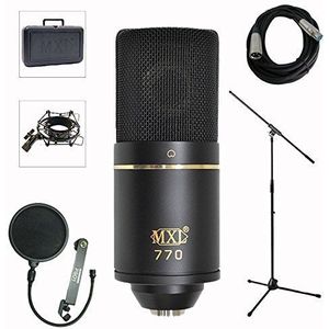 MXL 770 Professionele Studio Condensator Mic + Mic Stand + Pop Filter + XLR Kabel Bundel