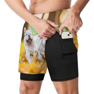 Engels Bulldog Herfst Grappige Zwembroek Met Compressie Liner & Pocket Voor Mannen Board Zwemmen Sport Shorts