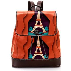 Creatieve Menselijke Lichaam Gevormde Parijs Eiffeltoren Gepersonaliseerde Schooltassen Boekentassen voor, Meerkleurig, 27x12.3x32cm, Rugzak Rugzakken