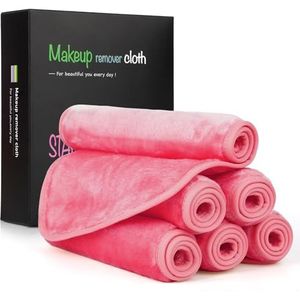 Nineigh Microvezel make-updoekjes, wasbaar, 6 stuks, herbruikbare microvezel gezichtsreinigingsdoek voor alle huidtypes, 20 x 40 cm, roze