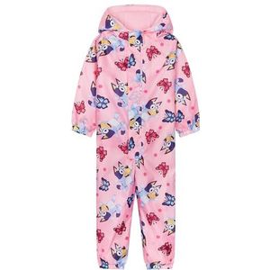 BlueY Regenpak voor kinderen, waterdicht modderpak met capuchon, regenoverall voor kinderen, gevoerd, roze, 3-4 Jaar