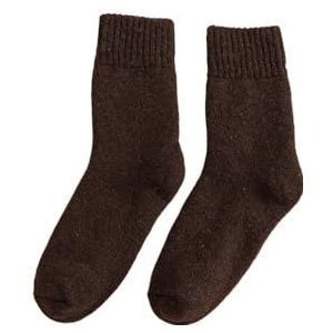 YIJIANUO Winter Vrouwen Dikke Warme Effen Kleur Wol Harajuku Retro Koud Bestand Mode Casual Kasjmier Sokken 5 Paar, Bruin, 71 EU