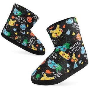 Pokémon Pikachu Pantoffels voor kinderen, jongens, fantasie, uniseks, kinderen, 28-38, Zwart Aop, 29 EU