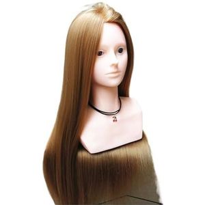 Mannequin hoofd poppenhoofd schouder dummy model gevlochten haarplaat haar krultang kappershoofd echt(Corn silk 04)