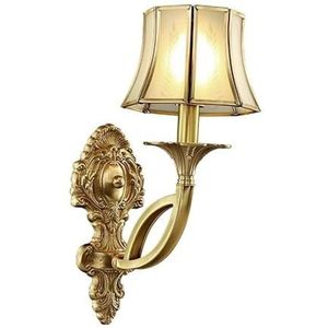 YJIANGH Wandlamp van messing met kap van mat glas Antieke wandlamp for op het nachtkastje Slaapkamer decoratieve verlichting Wandlamp E14-fitting Europese retro wandlamp for slaapkamer Nachtkastje Stu