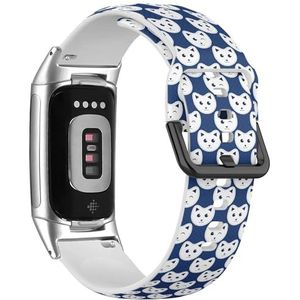 RYANUKA Sport-zachte band compatibel met Fitbit Charge 5 / Fitbit Charge 6 (katten), siliconen armband, accessoire, Siliconen, Geen edelsteen