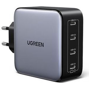 UGREEN Nexode 100W USB C-Charger met 4x USB-C-poorten GaN-oplader meerdere PD-lader ondersteunt PPS 45W compatibel met MacBook Pro/Air, HP Laptop, iPad Pro/Air, iPhone 16-8 serie, Galaxy S24
