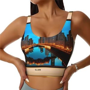 Chicago Reflecterende Print Comfortabele Vrouwen Sport Vest Yoga Workout Vest Voor Vrouwen Lichtgewicht Zomer, Zwart, S