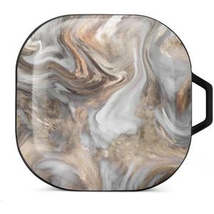 Marmeren steen textuur oordopjes hoesje compatibel met Samsung hard shell beschermhoes zwart stijl