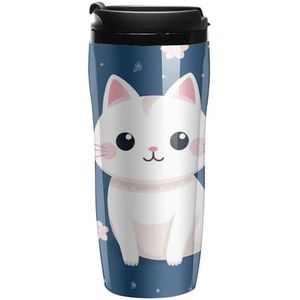 Leuke Kat Japanse Koffie Mok met Deksel Dubbele Muur Water Fles Reizen Tumbler Thee Cup voor Hot/Ice Dranken 350ml