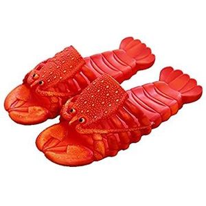 Mfacl Zomer Flat Home Slippers Voor Vrouwen Mannen Kreeft Slippers Volwassen Hol Flats Dames Man 2021 Zomer Outdoor Open Teen Slides Strand Schoeisel Big Size (Color : Red, Shoe Size : 9.5)