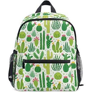 RXYY Kids Rugzakken Tropische Cactus Roze Bloem Schouder Reizen Peuter Peuter Kleuterschool Tas Casual Rugzak met Borstriem voor Meisjes Jongens