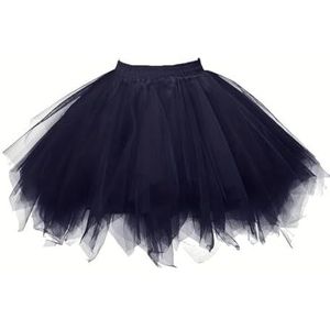Boolavard Volwassen Vrouwen 80's Tutu Rok Gelaagde Tule Petticoat Halloween Tutu, Zwart, L-XL