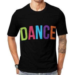 Kleurrijke dansbrief heren korte mouw grafisch T-shirt ronde hals print casual tee tops 3XL