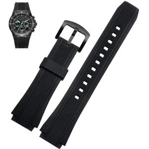 Zwart Siliconen Rubber Sport Horlogeband Fit for Casio Edifice EF-552 Horlogebanden EF-552D Mannen Armband Roestvrij Sluiting 25 * 20mm (Color : Black-black buckle, Size : 25mm-20mm)