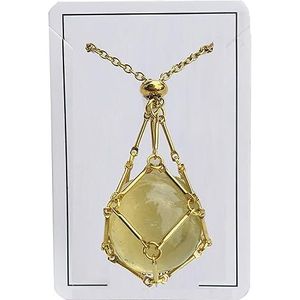 Crystal Stone Holder Ketting,Crystal Cage Ketting Holder Ketting,Verstelbare Crystal Holder Ketting Kooi,Crystal Cage Ketting (Goud geel)