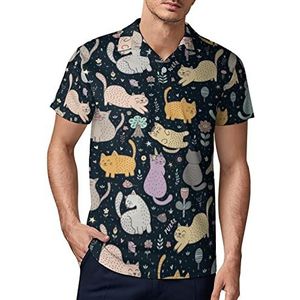 Mooie katten en planten heren golf poloshirt zomer korte mouw T-shirt casual sneldrogende T-shirts XL