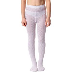 NOQ Meisjes panty met 3D-effect patroon Uni Dansen Gymnastiek Fancy Outfit Little Princess, lilly bianco, 116/122 cm
