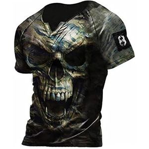 kewing Mannen Gedrukt T-Shirt Casual V-hals 3D Digitale Printing Gedrukt Slanke Trui T-shirt Korte Mouw, 6 km., 3XL