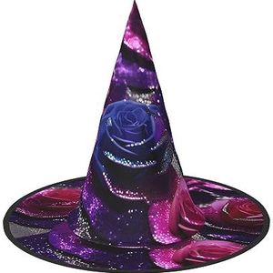 TyEdee Halloween heksenhoed tovenaar spookachtige pet mannen vrouwen, voor Halloween feest decor en carnaval hoeden -glitter pailletten rozen