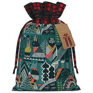 Green Animals Herbruikbare Gift Bag - Trekkoord Kerst Gift Bag, Perfect Voor Feestelijke Seizoenen, Kunst & Craft Tas