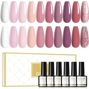 ROSALIND Gel Nagellak 10 Kleuren Shellac Set Violet Roze Lichtroze Glitter Soak Off UV/LED Gellak Gel Nail Polish Nail Art Manicure 8ml