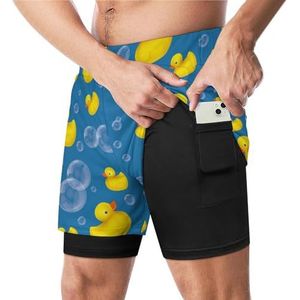 Rubber Eend Een Zeep Bubble Grappige Zwembroek met Compressie Liner & Pocket Voor Mannen Board Zwemmen Sport Shorts