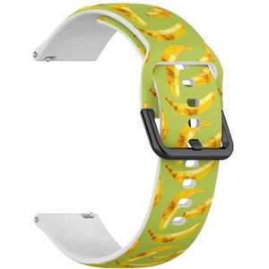 Compatibel met Garmin Forerunner 255/255 Music/265/745/Venu 2/Venu 3/Vivoactive 4, bananen op groene achtergrond) 22 mm zachte siliconen sportband armband armband