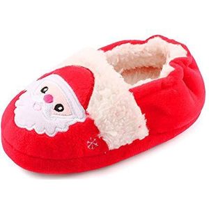 MASOCIO Kinderen Meisjes Jongens Leuke Cartoon Dieren Slippers Winter Warm Pluche Anti-Slip Kinderen Thuis Schoenen, Kerstman, 24/25 EU