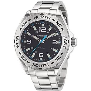 Nautica Heren NAPCWS301 Clearwater Beach Gerecycled (85%) Roestvrij Stalen Armband Horloge, Zilverkleur/Zwart/SST, Zilveren Toon/Zwart/SST