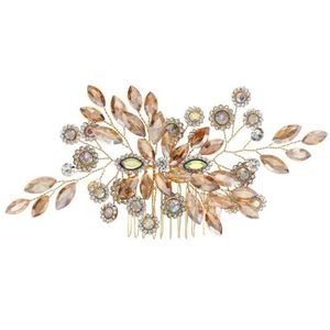 Handgemaakte haarkam met strass-steentjes for bruiloften en bruidsaccessoires(Gold)