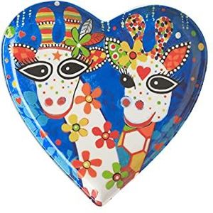 Maxwell & Williams Love Hearts Hartvormig Ontbijtbord met Giraffenmotief, Porseleinen Gebaksbordje in Geschenkverpakking, Blauw, 15,5 Centimeter