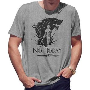 Arya Stark Wolf Not Today Knife GOT T-shirt voor heren, grijs, XXL