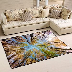 Gebied tapijten 100 x 150 cm, boomtakken kleurrijk vloerkleed wasbaar gebied tapijten voor slaapkamer grote woonkamer tapijt, voor picknick, ingang