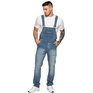 Enzo Jeans voor heren, tuinbroek van denim, stonewash, overall, taille 76-127 cm, blauw, Donkerblauw, 32W / 32L