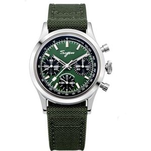 Sugess 37mm Hand Winding Mannen Pilot Horloges Seagull ST1902 Chronograaf Swanneck Mechanische Horloges, V 3