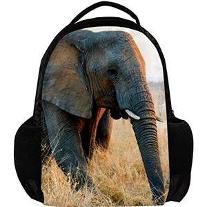 Afrikaanse olifant gepersonaliseerde rugzak voor vrouwen en man School reizen werk rugzak, Meerkleurig, 27.5x13x40cm, Rugzak Rugzakken