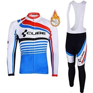 MTBHW Fietsshirts voor heren, winter, thermisch, fleece, lange vochtafvoerende fietskleding, gelpad, ademend, outdoor, sport, wielerpakken (tops + broek)