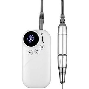 Nagelvijl elektrisch, Led Elektrische Borstelloze Nagel Boor Set Kit, 35000 RPM Manicure Acryl Vinger Nagel Verwijderen Nagellak Machine(White)
