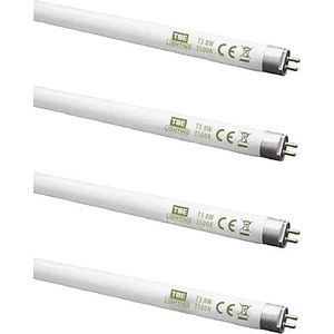 TBE Lighting TL-buizen T5 8 W 288 mm - CFL lampen - G5-fitting met 2 pinnen - zeer efficiënte T5-lampen, koudwit, 4000 K, glas, 4-pack, G5