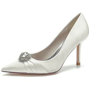 EICOFF Dames Gesloten Teen Instap Stiletto Hakken met Strass Bruidsjurk Pumps Bruid Avond Prom Feest Werk Schoenen,ivoor,35 EU
