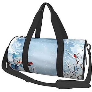 Kerst Sneeuwpop Reizen Duffel Bag Waterdichte Opvouwbare Sport Gym Bag Overnight Weekend Tassen Voor Vrouwen Mannen, Zwart, One Size, Zwart, Eén maat