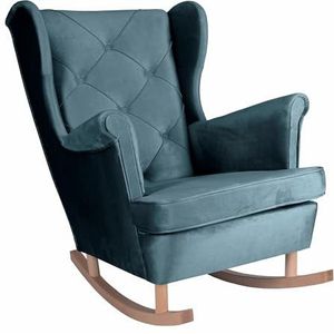 SEELLOO Schaulkstoel woonkamer oorfauteuil fluwelen lounge stoel televisiestoel relaxstoel woonkamer stoel bank fauteuil 102 x 81 x 95 cm, blauw